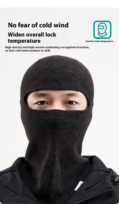 Morning glory red balaclava made from polar fleece windproof fabric, covering the head, neck, and lower face. - Image 19