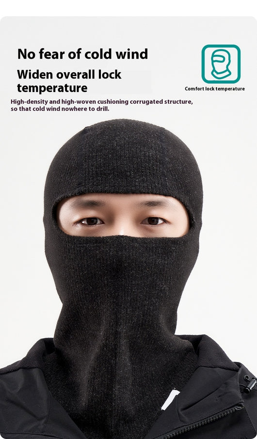 Morning glory red balaclava made from polar fleece windproof fabric, covering the head, neck, and lower face. - Image 19