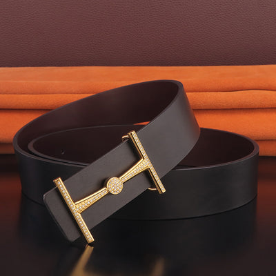Cinturón de Cuero para Hombre con Hebilla Simple y Ajuste Juvenil - Image 4