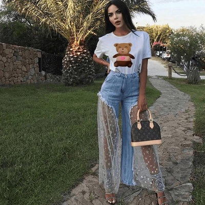 Blusa Destroyed con Encaje Tul y Abertura Lateral - Image 9