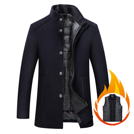 Abrigo de Lana Casual para Hombre en Colores Sólidos - Image 2