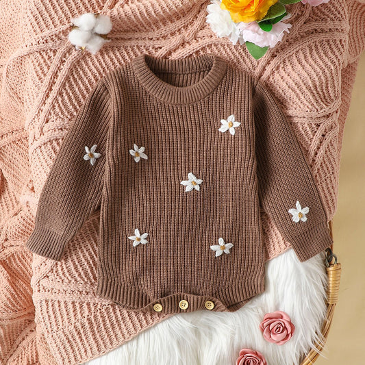 Enterizo Infantil de Flores Bordadas con Mangas Largas - Image 2