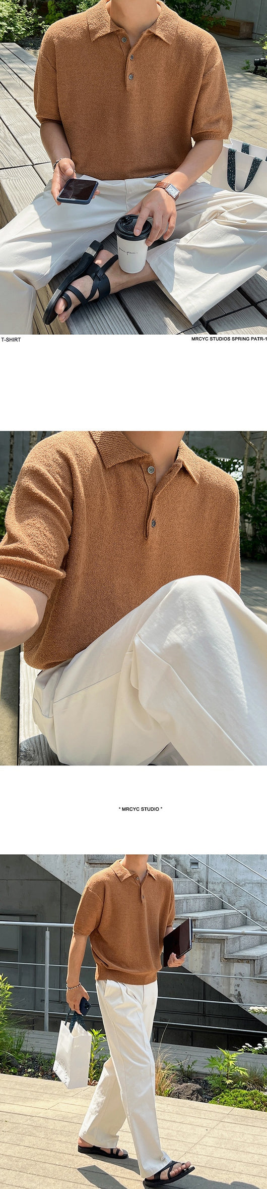 Polo Tejido Retro Clásico de Manga Corta para Hombre - Image 14