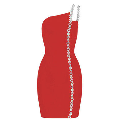 Vestido Largo Asimétrico con Cadena y Hombro Descubierto - Image 19