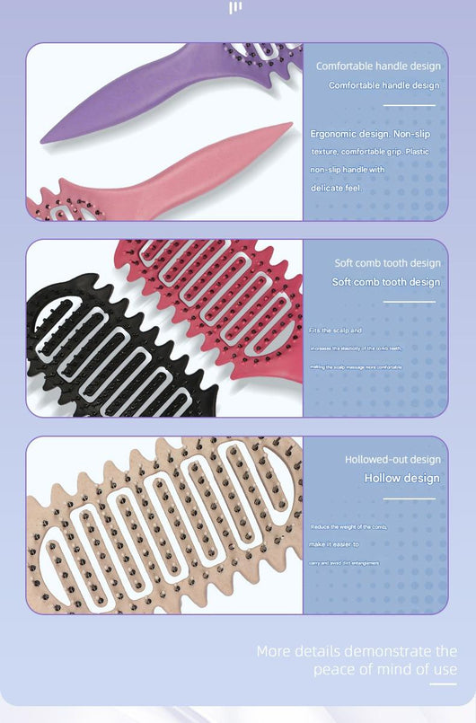 Peine Rizador Definidor de Rizos para Cabello Húmedo y Seco con Masaje Hueco - Image 12