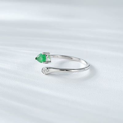 Anillo de Plata S925 con Esmeralda Ajustable - Elegancia Minimalista - Image 3