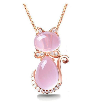 Juego de Joyas Felinas en Oro Rosa con Cristal de Cuarzo - Image 4