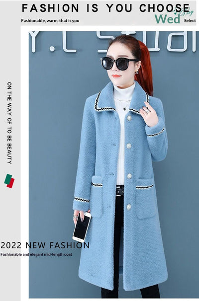 Abrigo de Felpa Faux Mink de Largo Medio para Mujer - Image 9