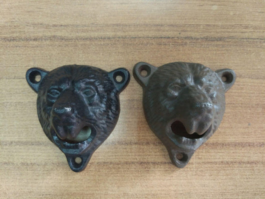 Abridor de Cerveza Cabeza de Oso de Hierro Fundido para Pared - Image 3
