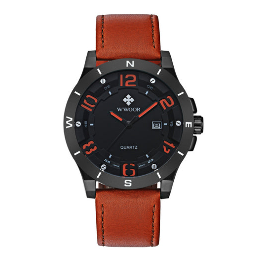 Reloj de Cuarzo Impermeable con Calendario y Caja Negra Mate