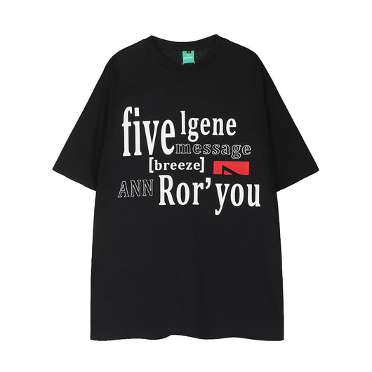 Camiseta Manga Corta Estilo Urbano con Letras en Inglés para Hombre