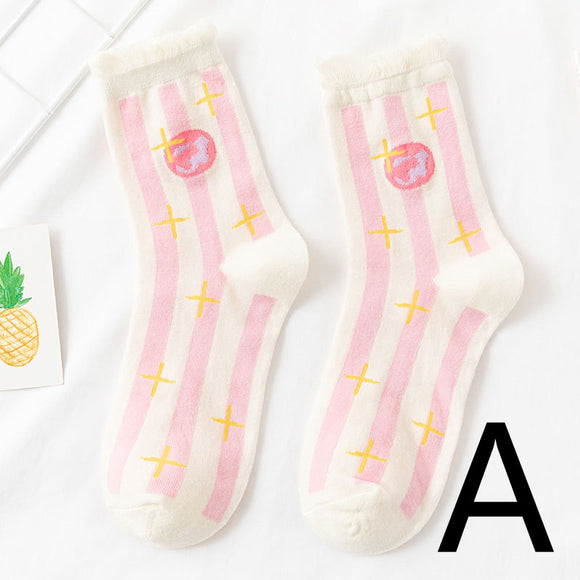 Meias de Tubo Femininas Estampa Floral Japonesa Universo