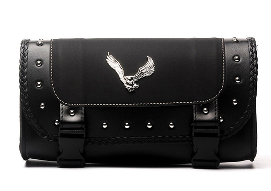 Bolsa Lateral de Cuero PU para Motocicleta con Emblema Águila - Almacenamiento Sissy Bar - Image 5