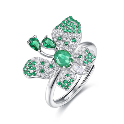 Anillo de Plata Mariposa S925 con Esmeralda Natural Incrustada - Image 4