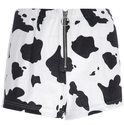 Shorts Slim con Cierre de Vaca Estampada para Mujer - Pantalones Casuales - Image 5