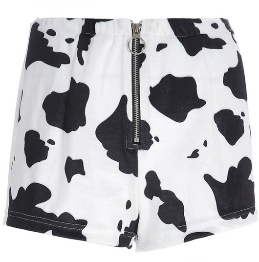 Shorts Slim con Cierre de Vaca Estampada para Mujer - Pantalones Casuales - Image 5
