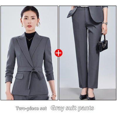 Traje Ejecutivo Femenino con Camisa de Cuello Solapa y Pantalón - Image 8
