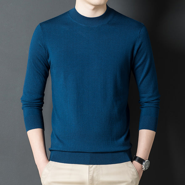 Suéter Tejido de Cuello Redondo para Hombre - Colores Sólidos - Image 6