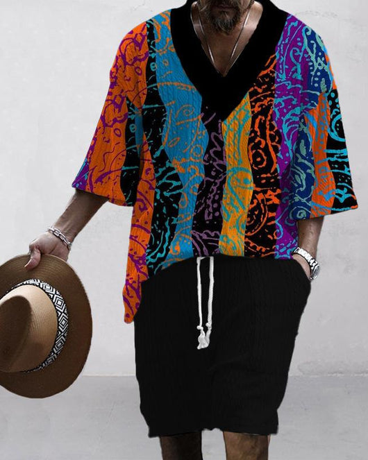 Conjunto de Dos Piezas: Shorts Jacquard Holgados para Hombre - Image 11