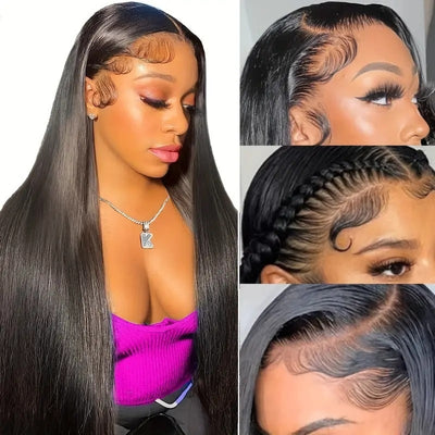Peluca Frontal de Encaje para Mujer Cabello Liso Largo Estilo Europeo Americano - Image 14