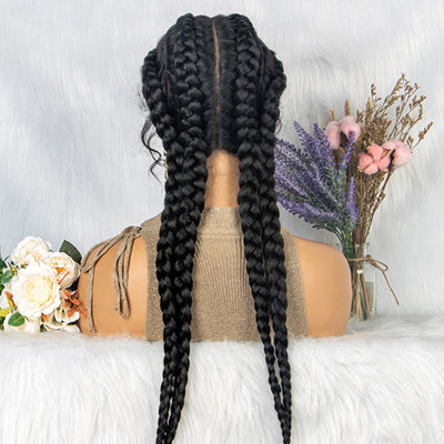Peluca de Encaje Trenzado con Cabello de Bebé - 4 Trenzas - Image 5