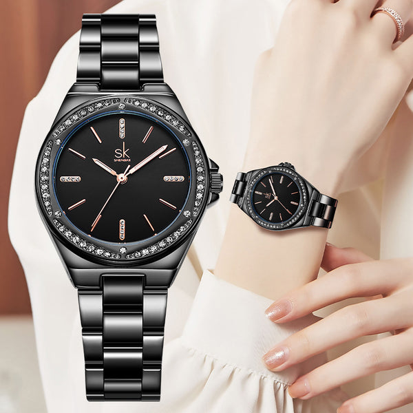 Reloj de Cuarzo para Mujer con Cristales de Circón - Diseño Minimalista