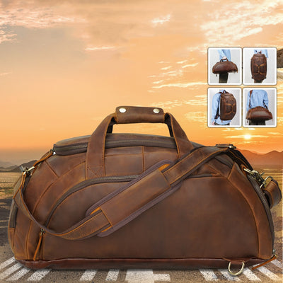 Mochila de Cuero Retro para Hombre - Gran Capacidad para Aventuras al Aire Libre