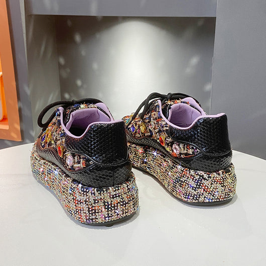 Mocasines Plataforma para Mujer con Tweed Colorido y Piedras - Zapatos Cómodos y Casuales - Image 22