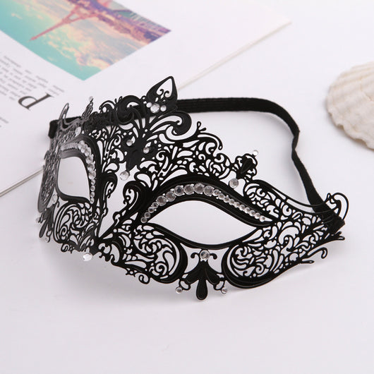 Antifaz Gato Metal Blanco - Máscara Hueca con Diamantes - Image 12