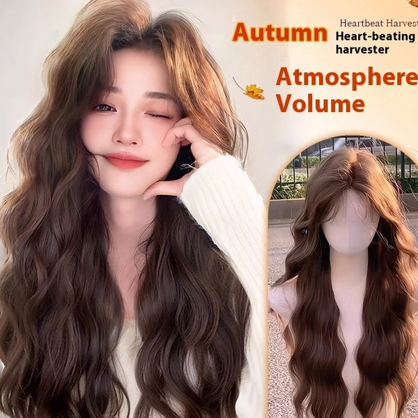 Peluca Larga Rizos Naturales Cabello Artificial Cobertura Total