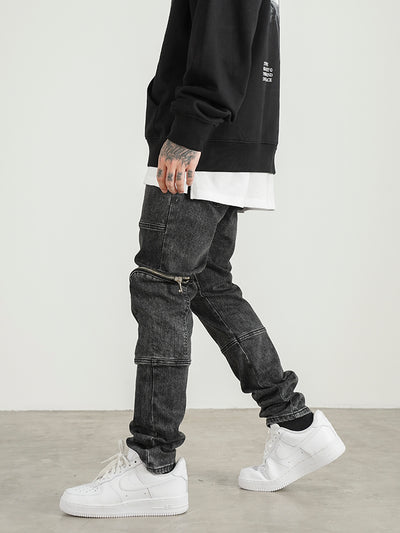 Jeans Slim Fit Gris Desgastado Lavado - Image 9
