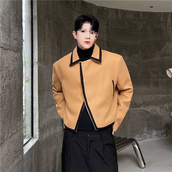 Chaqueta de Lana Corta para Hombre con Bloques de Color