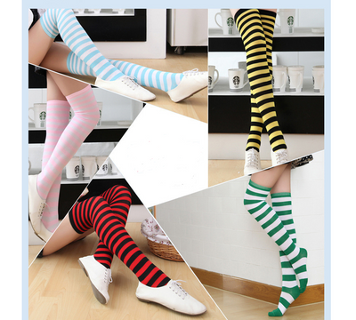 Calcetines Muslos Altos Japoneses a Rayas para Mujer - Image 10