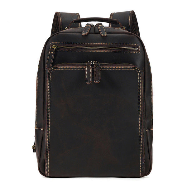 Mochila de Cuero Genuino para Hombre Gran Capacidad Estilo Vintage