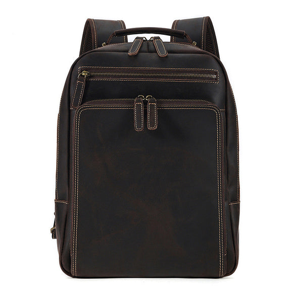 Mochila de Cuero Genuino para Hombre Gran Capacidad Estilo Vintage