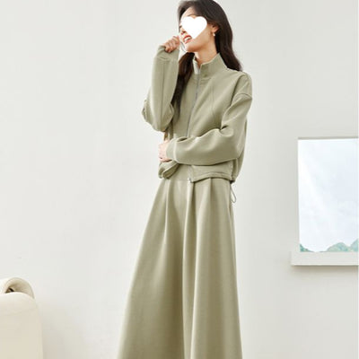 Falda Sastre Casual Verde Guisante para Mujer
