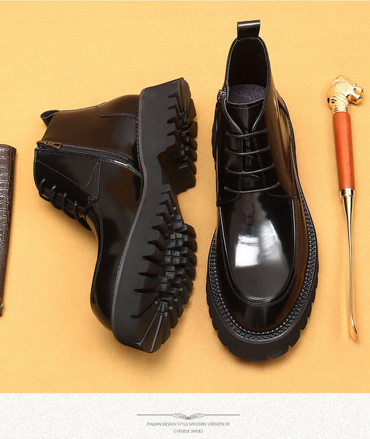 Botas Martin de Cuero Charol Plataforma con Cierre - Estilo Británico Elegante - Image 11
