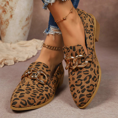 Zapatos de Tacón Grueso para Mujer con Cadena Metálica y Punta Redonda - Image 7