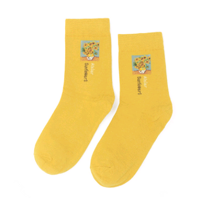 Calcetines Retro Otoño Invierno - Serie Pintura al Óleo Artística para Mujer - Image 9