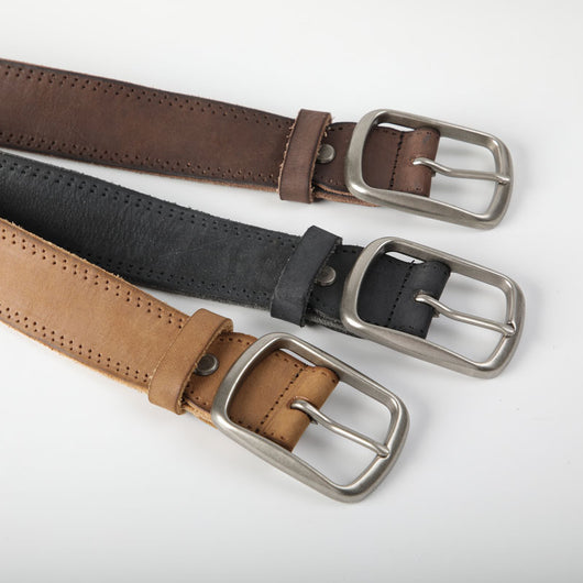 Cinturón de Cuero Vacuno Gastado Estilo Retro para Hombre - Image 4