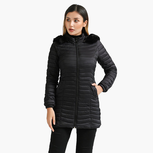 Abrigo Acolchado Ultraligero para Invierno - Parka Larga de Algodón Mujer
