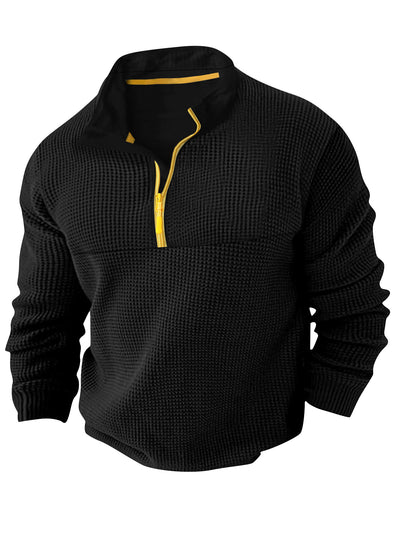 Suéter Deportivo Hombre Media Cremallera Bloques de Color Cuello Alto Manga Larga - Image 23