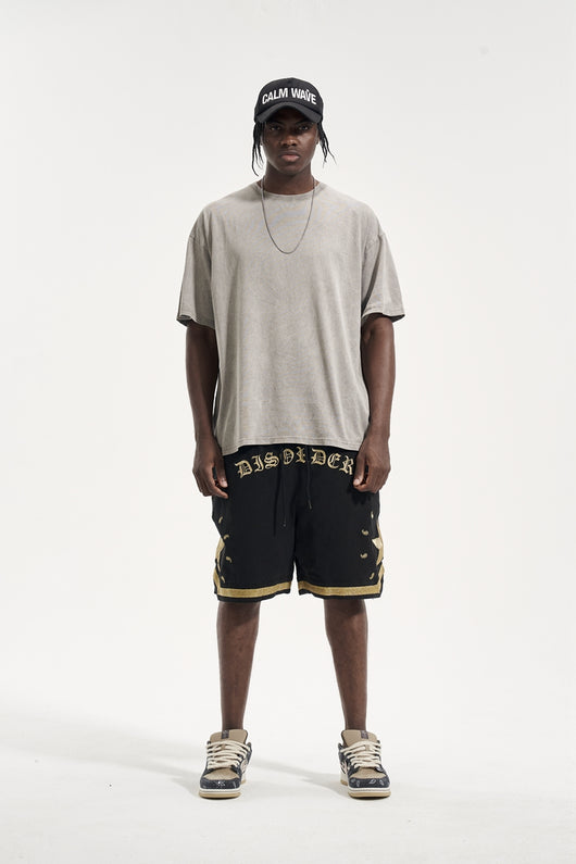 Shorts Militares de Lona Pesada con Bordado Dorado Floral - Image 10