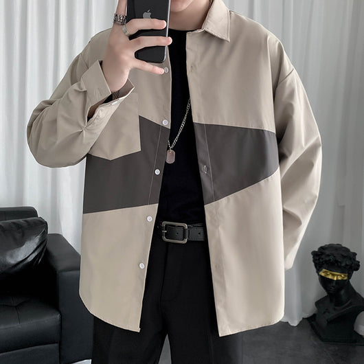 Chaqueta Casual Hombre Manga Larga con Costuras Sueltas