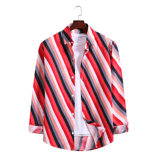 Camisa Estampada de Manga Larga con Patrón de Olas - Tallas Grandes - Image 4