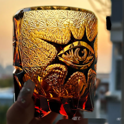 Copa de Vino Ojo de Dios Tallada a Mano - Cristal Premium