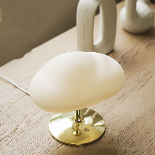 White cloud-shaped aroma diffuser and humidifier with a silver chrome stand on a white background. - Image 2
