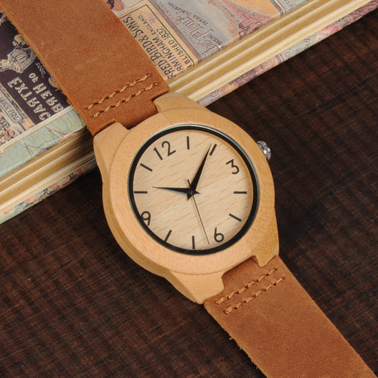 Reloj de Bambú con Cinturón de Cuero - Image 7