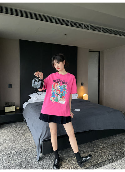 Playera Estampada Suelta y Ajustada para Mujer - Cuello Redondo Manga Corta - Image 30