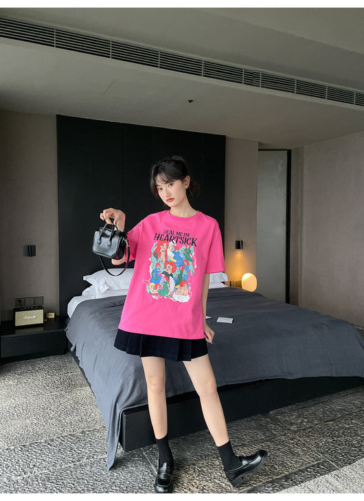 Playera Estampada Suelta y Ajustada para Mujer - Cuello Redondo Manga Corta - Image 30
